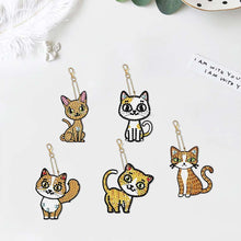 Load image into Gallery viewer, 5D Diamond Art Keychain Cats 5 Pieces