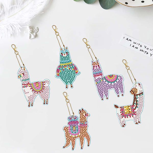 5D Diamond Painting Keychain Llamas 5 Pieces