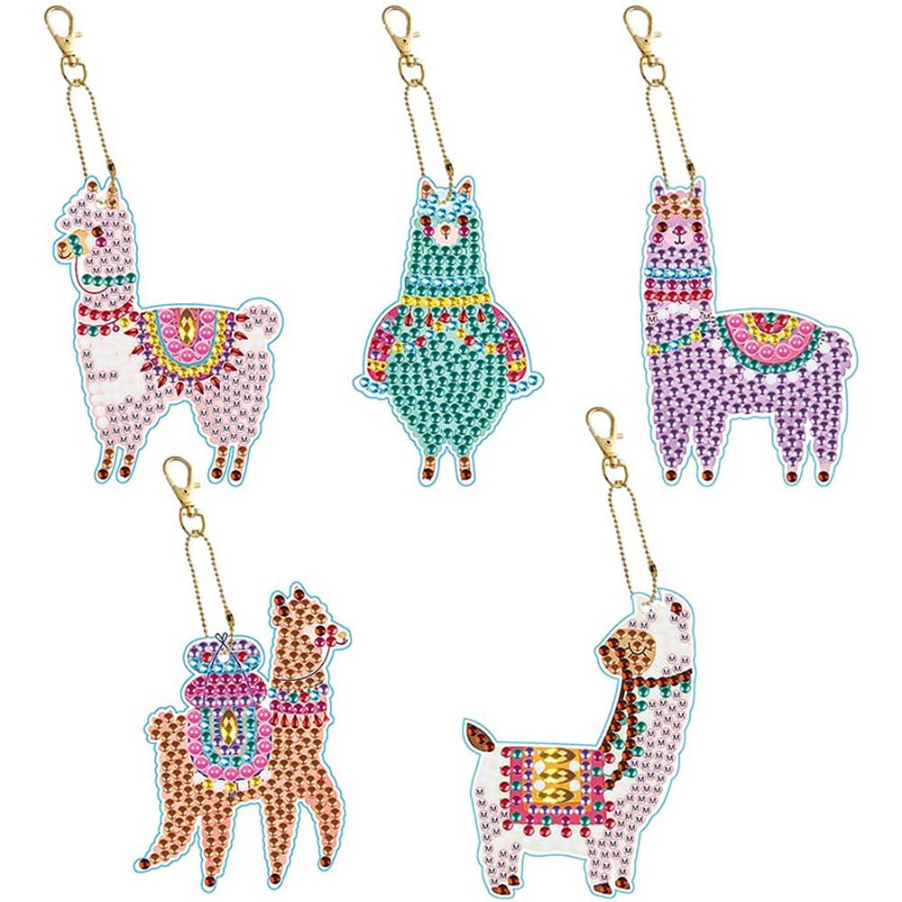 5D Diamond Painting Keychain Llamas 5 Pieces