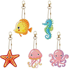 Load image into Gallery viewer, 5D Diamond Painting Keychain Ocean Animals 5 Pieces