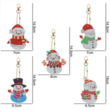 Load image into Gallery viewer, 5D Diamond Painting Keychain Snowmen 5 Pieces