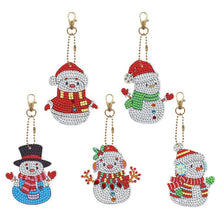Load image into Gallery viewer, 5D Diamond Painting Keychain Snowmen 5 Pieces
