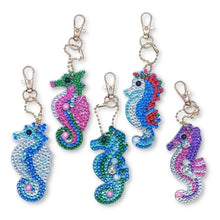 Load image into Gallery viewer, 5D Diamond Painting Keychain Seahorses 5 Pieces