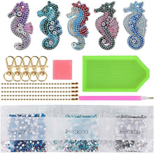 Load image into Gallery viewer, 5D Diamond Painting Keychain Seahorses 5 Pieces
