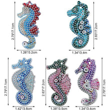 Load image into Gallery viewer, 5D Diamond Painting Keychain Seahorses 5 Pieces
