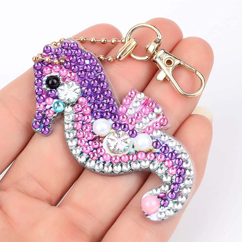 5D Diamond Painting Keychain Seahorses 5 Pieces