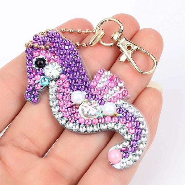 5D Diamond Painting Keychain Seahorses 5 Pieces