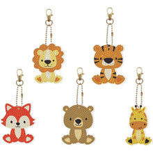 Load image into Gallery viewer, 5D Diamond Painting Keychain with Animals 5 Pieces
