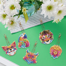 Load image into Gallery viewer, 5D Diamond Painting Keychain Animals 5 Pieces