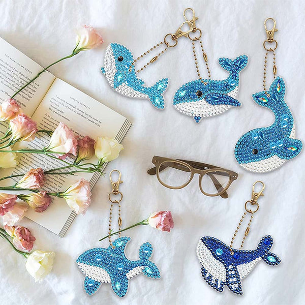 5D Diamond Painting Keychain Whales 5 Pieces