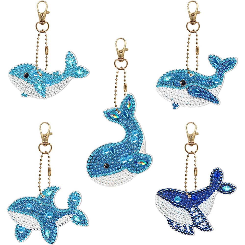 5D Diamond Painting Keychain Whales 5 Pieces