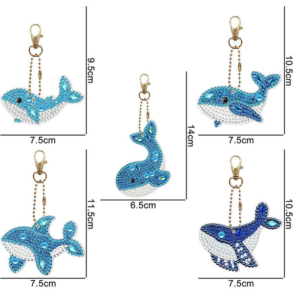 5D Diamond Painting Keychain Whales 5 Pieces