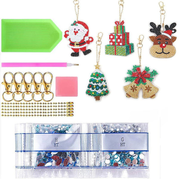 5D Diamond Painting Keychain Christmas 5 Pieces