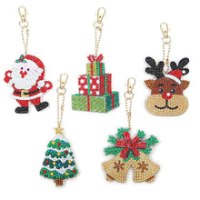 Load image into Gallery viewer, 5D Diamond Painting Keychain Christmas 5 Pieces