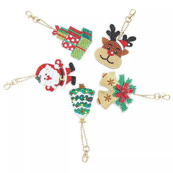 5D Diamond Painting Keychain Christmas 5 Pieces