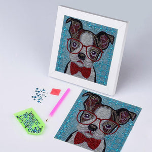 5D Diamond Painting Kit for Kids - Dog with Picture Frame