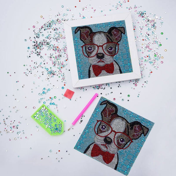 5D Diamond Painting Kit for Kids - Dog with Picture Frame