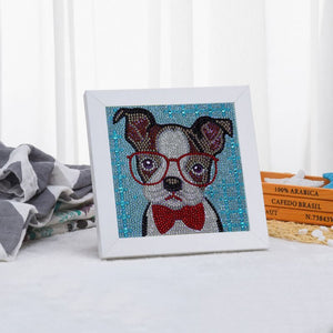 5D Diamond Painting Kit for Kids - Dog with Picture Frame