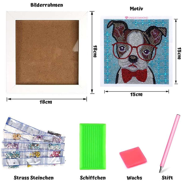 5D Diamond Painting Kit for Kids - Dog with Picture Frame
