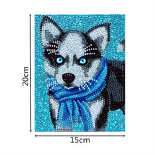 Load image into Gallery viewer, 5D Diamond Painting Kit with Husky Design and Picture Frame
