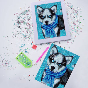 5D Diamond Painting Kit with Husky Design and Picture Frame
