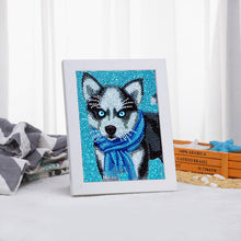 Load image into Gallery viewer, 5D Diamond Painting Kit with Husky Design and Picture Frame