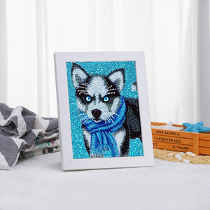 5D Diamond Painting Kit with Husky Design and Picture Frame