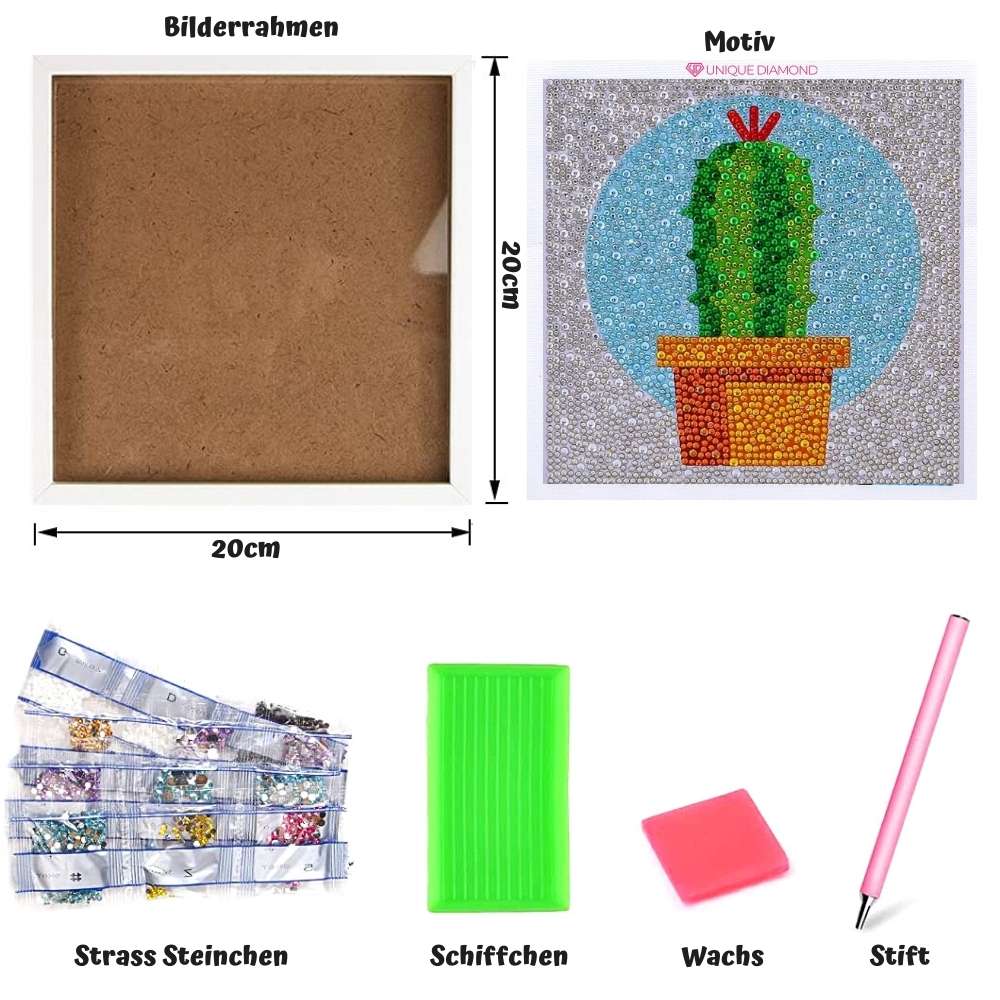 5D Kids Diamond Painting Cactus with Picture Frame