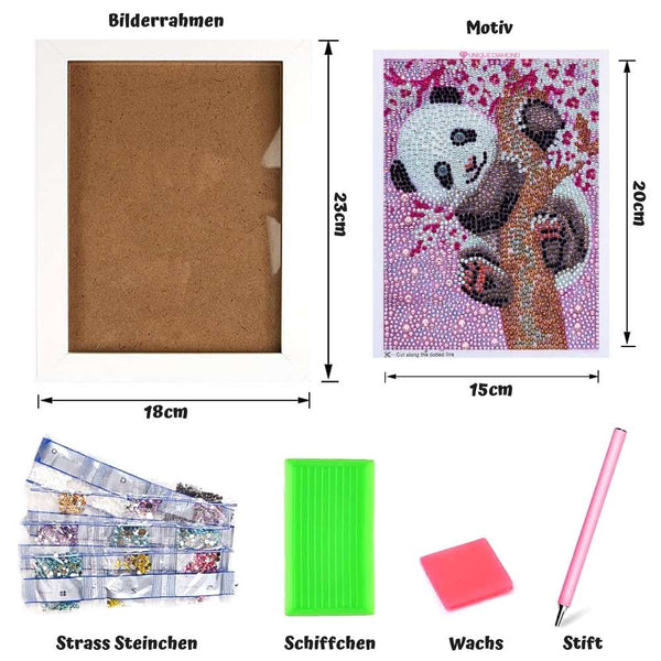 5D Diamond Painting Panda for Kids with Picture Frame