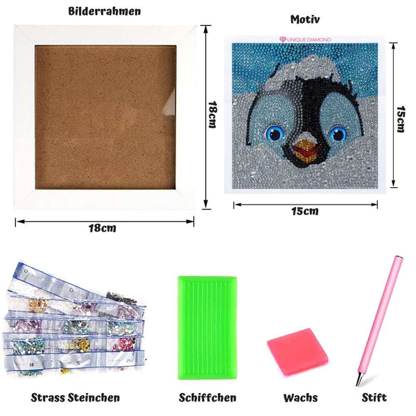 5D Kids Diamond Painting Penguin with Picture Frame