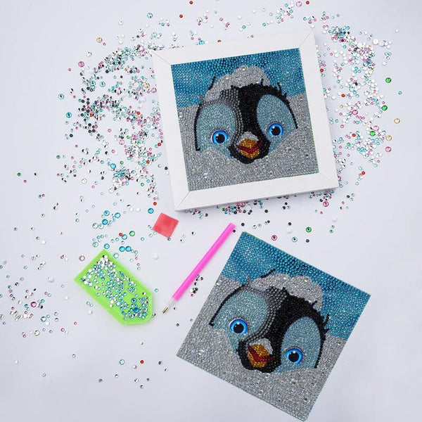 5D Kids Diamond Painting Penguin with Picture Frame