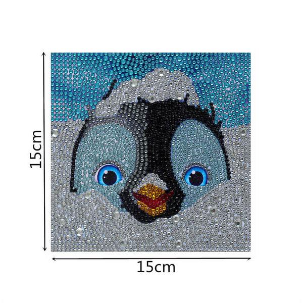 5D Kids Diamond Painting Penguin with Picture Frame