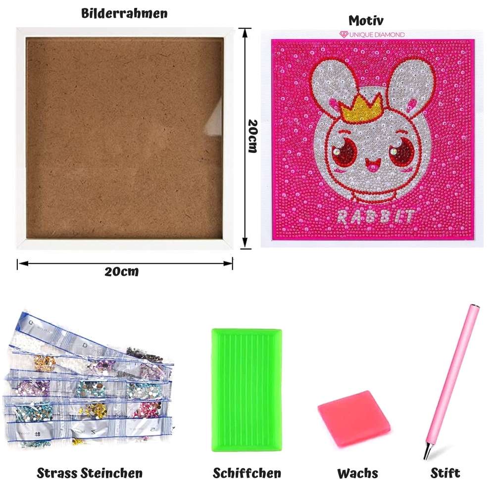 5D Diamond Painting Rabbit with Picture Frame for Kids