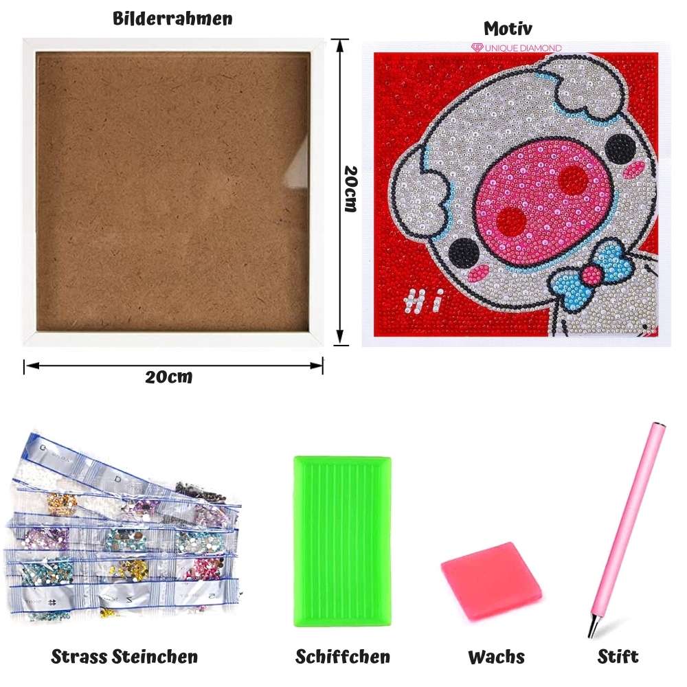 5D Kids Diamond Painting Pig with Picture Frame