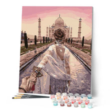 Load image into Gallery viewer, paint by numbers | Romantic Stroll Taj Mahal | intermediate landscapes romance world | FiguredArt