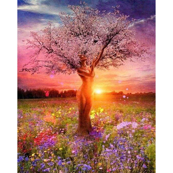 paint by numbers | Tree with Female Body | advanced flowers landscapes trees | FiguredArt