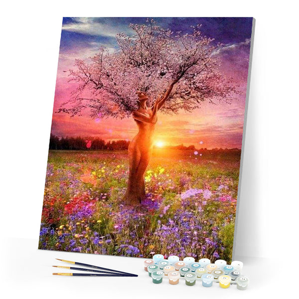 paint by numbers | Tree with Female Body | advanced flowers landscapes trees | FiguredArt