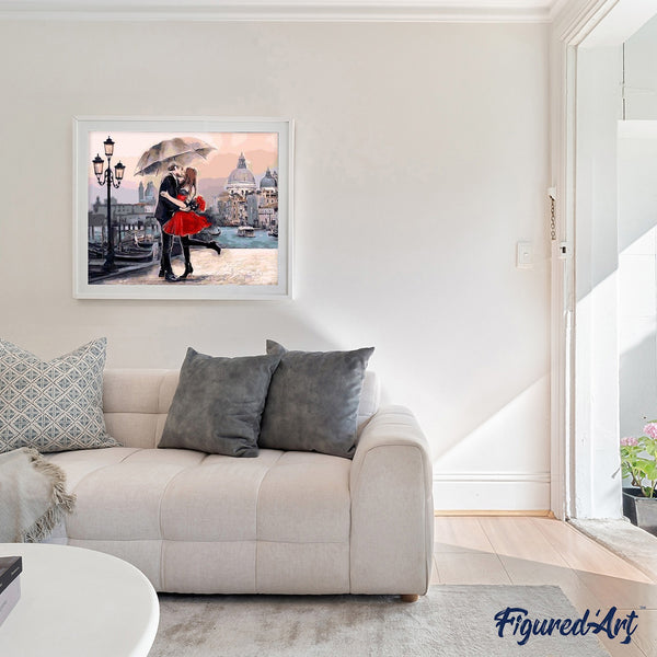 paint by numbers | Romantic Kiss in the rain | cities intermediate romance | FiguredArt