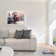 Load image into Gallery viewer, paint by numbers | Romantic Kiss in the rain | cities intermediate romance | FiguredArt