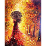 paint by numbers | Autumn Forest and Woman with Umbrella | advanced romance | FiguredArt