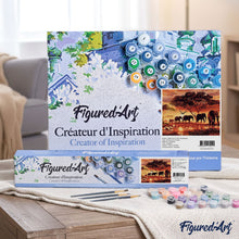 Load image into Gallery viewer, paint by numbers | Elephants at Sunset | animals elephants intermediate | FiguredArt