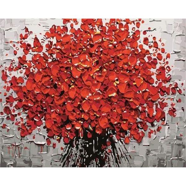 paint by numbers | Abstract Red Flowers | flowers intermediate | FiguredArt