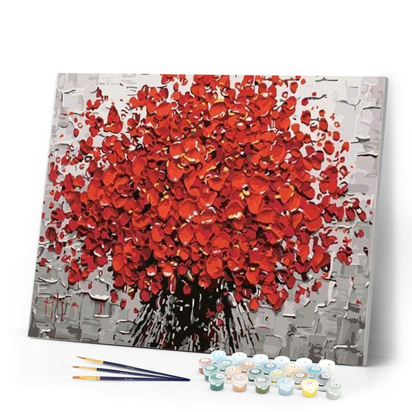 paint by numbers | Abstract Red Flowers | flowers intermediate | FiguredArt