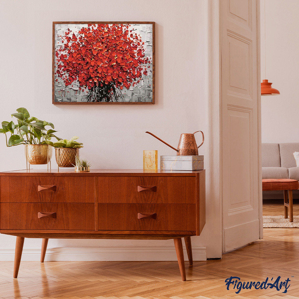 paint by numbers | Abstract Red Flowers | flowers intermediate | FiguredArt