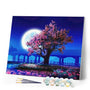 paint by numbers | Tree and large moon | flowers intermediate landscapes | FiguredArt