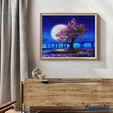 paint by numbers | Tree and large moon | flowers intermediate landscapes | FiguredArt