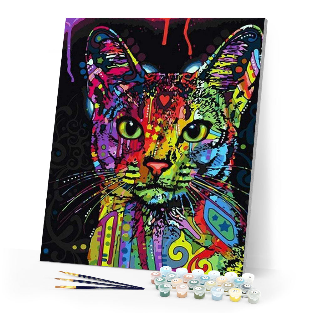 paint by numbers | Fractal Modern Cat | animals cats intermediate Pop Art | FiguredArt