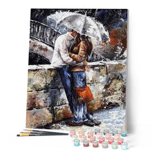 Load image into Gallery viewer, paint by numbers | Couple in the rain | advanced romance | FiguredArt