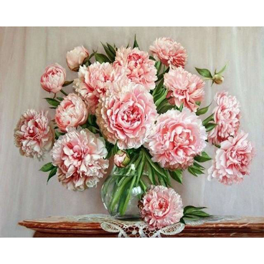 paint by numbers | Bouquet of Pink Flowers on a Table | advanced flowers | FiguredArt