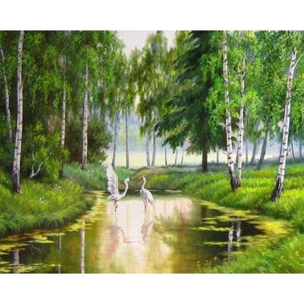 paint by numbers | Herons in the pond | advanced landscapes | FiguredArt